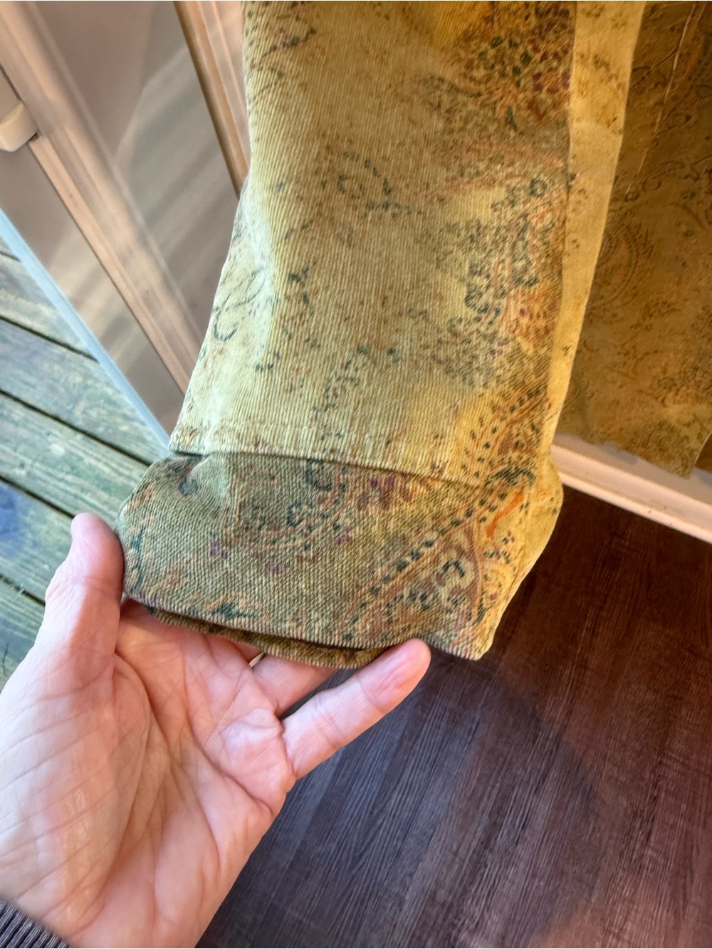 Vintage Express Women's Olive Green Paisley Double-Breasted Coat - Picture 4 of 8